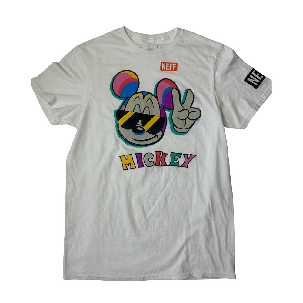 Disney x Neff Mickey Mouse Peace Sign Graphic T-Shirt Men's Size M White
